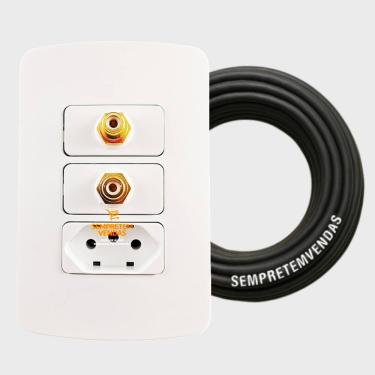 Imagem de Painel de Parede 4x2 Tomada 10A e Cabo de Áudio 3 Metros