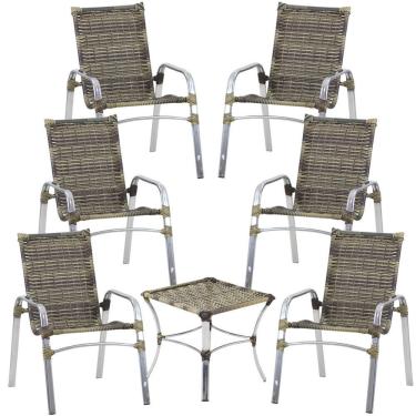 Imagem de 6 Cadeiras Emily E Mesa Em Alumínio Trama Original Cappuccino