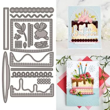 Imagem de XMZZMX Molde de corte de metal para bolo de aniversário de patchwork, para fazer cartões, kit de moldes de corte de papel em relevo, suprimentos, álbuns, porta-fotos, álbum de recortes, faça você