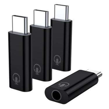 Imagem de Fidioto Pacote com 4 adaptadores de áudio USB C para conector de 3,5 mm, adaptador USB C para fone de ouvido compatível com iPhone 16 Plus/16 Pro Max/Samsung Galaxy/Ultra/iPad Pro/MacBook/Pixel (preto