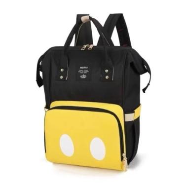 Imagem de Mochila Maternidade Bolsa Mamãe Bebê Multifunção – Moderna, Lavável e com Compartimento Térmico para Mamadeiras (Amarelo)
