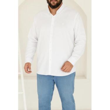 Imagem de Camisa Social Masculina Manga Longa Plus Size - Fix Modas, Branco, XGG