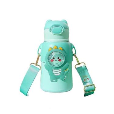 Imagem de Garrafinha Térmica Infantil 520Ml Com Canudo Alça Verde - Shop Mix