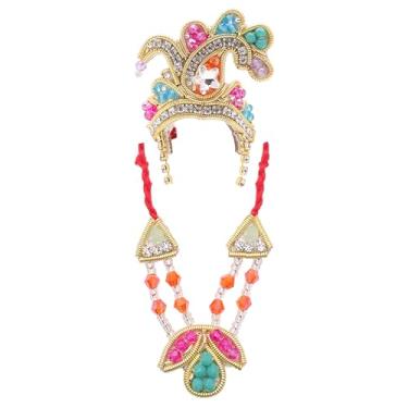 Imagem de Aditri Creation Conjunto decorativo Mala Mukut para Deusa Deus Ganesh/Laddu Gopal/Devi Maa/Radha Krishna Haar Sringar Conjunto de joias de divindades para o festival indiano Janmashtami (tamanho: - 1