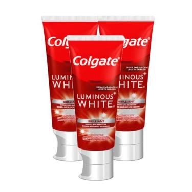 Imagem de Kit 3 Creme Dental Colgate Luminous White Brilliant Mint 140g