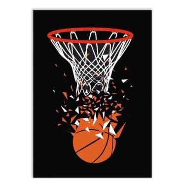 Imagem de Placa Decorativa Basquete Ilustração Cesta Em Cacos Decoração Poster Quarto Sala