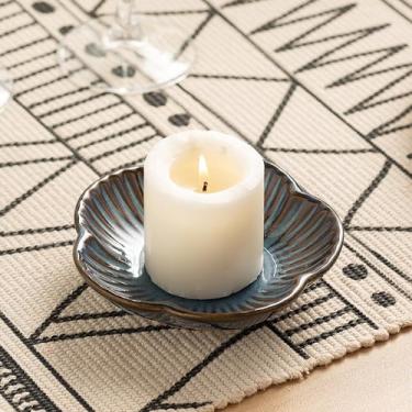 Imagem de Suporte de vela de pilar de cerâmica, bandeja de vela para incenso, suporte de palo santo, suporte de vela tealight, suporte de vela para exibição de decoração de casa, festas de casamento de Natal de