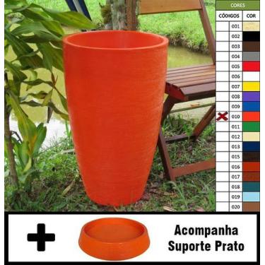 Imagem de Kit Vaso Planta + Prato 65x40 Oval Moderno Polietileno - BGPLASTICOS, 