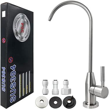 Imagem de Torneira de água potável 100% sem chumbo torneira de filtro de água de cozinha acabamento escovado torneira de pia de barra de água fria para sistema de filtragem de filtro de purificador de água,