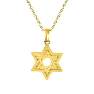 Imagem de Takar Pingente de Estrela de Davi Aberta Banhado a Ouro - Pingente de Símbolo Judaico Vermeil para Homens e Mulheres - Joias Delicadas Religiosas - Presente Religioso para Ela Feito nos EUA