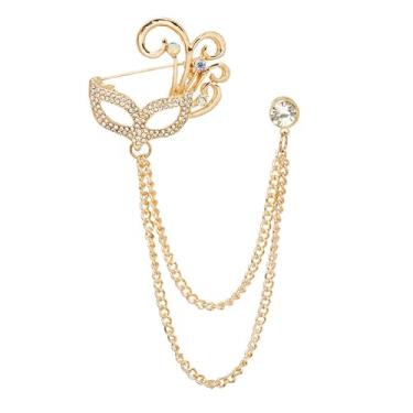 Imagem de Máscara delicada broche de rinetônio pendurado corrente longa borla broche de lapela para mulheres meninas homens - festa de casamento formatura cerimônia vestido terno corsage roupas decorações
