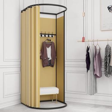 Imagem de Sala De Montagem, Loja De Roupas Provador Portátil Móvel Camarim Partição De Tela De Privacidade Para Shoppings Economize Espaço, Champagne Gold
