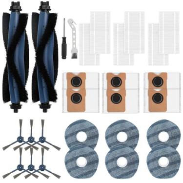 Imagem de Kit de substituição de acessórios de 28 peças para aspirador robótico Eufy Omni C20 e limpador de esfregão, 2 escovas principais, 6 escovas laterais, 6 filtros Hepa, 6 sacos de poeira, 6 panos de