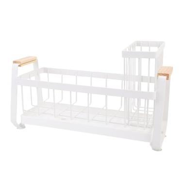 Imagem de Mingzhe Pia de Cozinha Organizador de Caddy Com Bandeja de Drenagem Portador de Esponja de Aço Carbono Bancada (Branco)