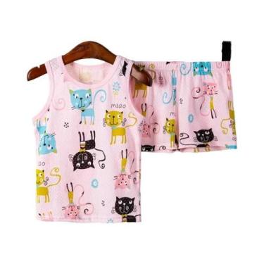 Imagem de Conjunto de Pijamas de Dinossauro para Meninos e Meninas - Colete de V