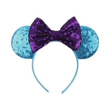 Imagem de Tiara De Orelhas De Rato Com Lantejoulas E Laço Para Meninas Com Pérol