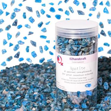 Imagem de EZhandcraft Pedaços de cristal de apatita 900 kg (mais de 1800 peças) – Pedras preciosas azuis e verdes naturais de 5 a 8 mm para cascalho de aquário, decoração de terrário, drenagem de plantas