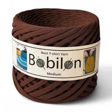 Imagem de Fio de camiseta de algodão 7-9 mm para crochê, tricô, macramê, artesanato DIY – Fita macia jersey, fio Fettuccini Zpagetti – Sweet Brownie