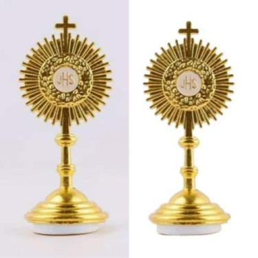 Imagem de Kit 2 Mini Ostensório Resplendor Eucaristia Santissimo JHS - PRA VC, D