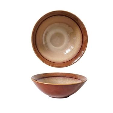 Imagem de URGDWEKJY Tigela de salada criativa de cerâmica tigela de salada de frutas japonesa retrô tigela de ramen tigela de sopa simples tigela de frutas (B)