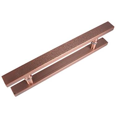 Imagem de Maçaneta de porta de correr de celeiro alças de porta de aço puxador de porta de celeiro, maçaneta de porta de vidro de hotel puxador de design de dois lados puxador de pressão, 16/24/32/47 polegadas