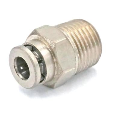Imagem de 1/20.3 cm macho para caber tubo O/D 4 mm níquel pneumático latão push in conector união liberação rápida encaixe de ar encanamento WWECCQIJ