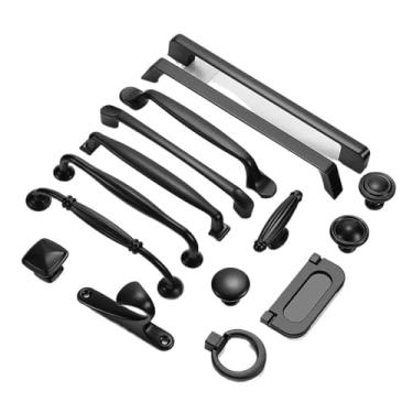 Imagem de CXYFQUUK Puxadores de porta de armário pretos liga de alumínio sólido puxadores de armário de cozinha puxadores de gaveta puxadores de móveis ferragens 2 peças (96 mm)