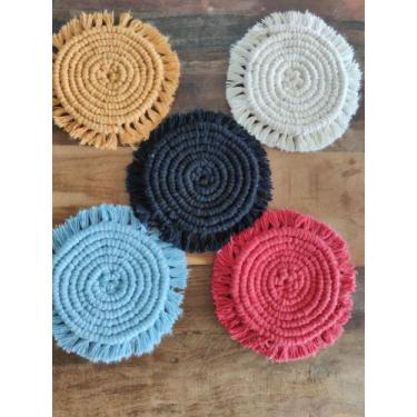 Imagem de Porta Copos Macramé - Para Todas Atêlie, Azul Claro
