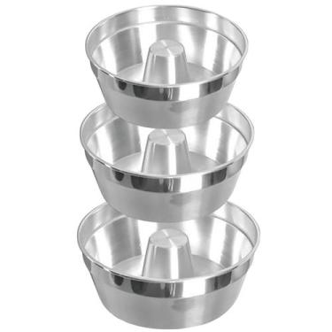 Imagem de Kit Jogo 3 Formas Assadeira Redonda Bolo Pudim Alumínio Reforçado Conj