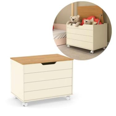 Imagem de Baú Caixa de Brinquedo Infantil 70cm com Rodízio Pistão MDF - MATIC, O