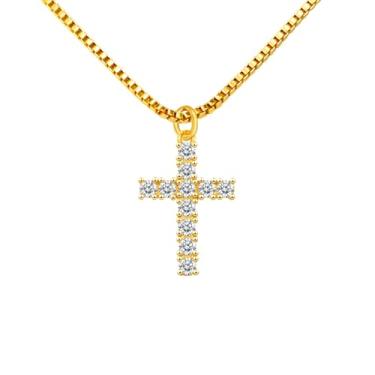 Imagem de MiiFort Colar com pingente de cruz de ouro, gargantilha religiosa, presente de aniversário para mulheres, filha, irmã, avó, neta, tia, amizade, One Size, Metal, Sem Pedra Preciosa