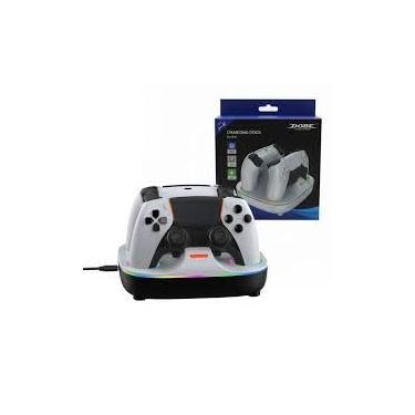 Imagem de Base Dock Duplo Carregador com Led RGB para Controle Manete Ps5 (Preto)
