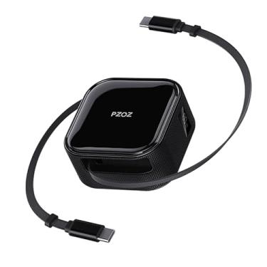 Imagem de PZOZ Cabo de carregamento USB C retrátil bidirecional livremente retrátil/tipo de dados C 60W para organizadores de gerenciamento de cabos de carro de mesa adequados para iPhone/Samsung/MacBook/iPad