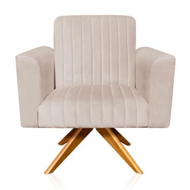 Imagem de Poltrona Giratória Viena Gomada Base Madeira Ma30 Cor Bege