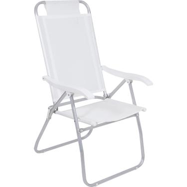 Imagem de Cadeira de Praia Reclinável Prosa em Alumínio Branca Bel