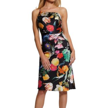 Imagem de GUESS Vestido feminino Cindy de um ombro único ecológico, Estampa de brilho de jardim, 40