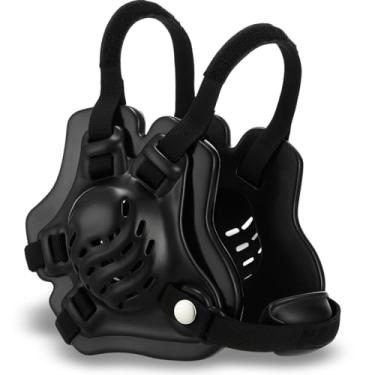 Imagem de Halloscume 1 peça de arnês de luta livre juvenil infantil preto com protetor de ouvido MMA Cup para homens jovens boxe MMA BJJ Jiu Jitsu