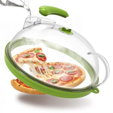 Imagem de Capa para respingos de micro-ondas com vaporizador de água, capa de micro-ondas atualizada para alimentos com alça, capas de prato transparentes, protetor contra respingos, utensílios essenciais de