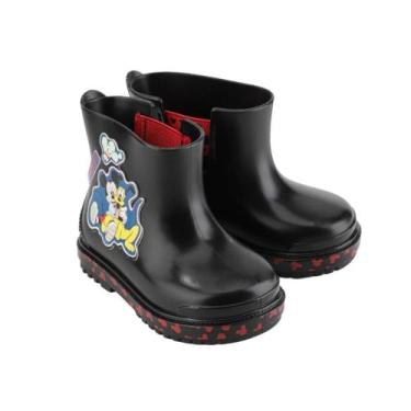 Imagem de Bota Infantil Galocha Grendene Mickey Preta, Preto, Vermelho, 21