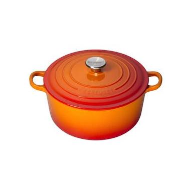 Imagem de Panela Redonda Signature 24 cm Laranja Le Creuset Panela Redonda Signature com Pegador Aço Inox 24 cm Laranja Le Creuset