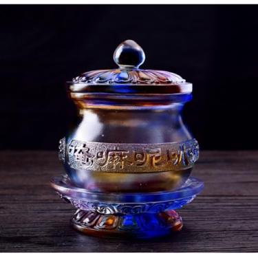 Imagem de FENNYYAR Faça oferendas ao copo de água benta com esmalte colorido de Buda, 9,5 cm 8,9 cm, enfeite de copo de abastecimento de água para uso doméstico