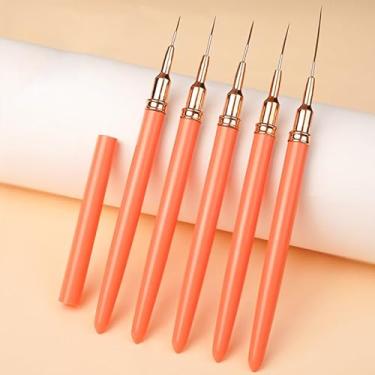 Imagem de Conjunto de 5 pincéis de delineador de arte de unhas, pincel de delineador ultrafino para gel de unhas, caneta de design de arte de pintura para linhas longas, ideal para uso em bricolage e salão, 7/9