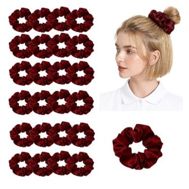 Imagem de Pacote com 24 elásticos elásticos de cetim para mulheres, laços de cabelo de seda sedosa, suporte de rabo de cavalo, cordas de laço, elásticos acessórios de laço