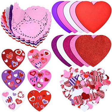 Imagem de Zonon Total 402 Pieces Valentines Heart Doilies 4 Inch Heart Doilies and Self Adhesive Heart Foam Stickers Valentines Foam Heart Craft Set for Valentine's Day Wedding DIY Craft Supplies Ornaments