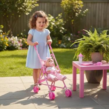 Imagem de Kit Boneca com Carrinho de Bebê Mamadeira Chupeta e Pratinho, Kit Completo