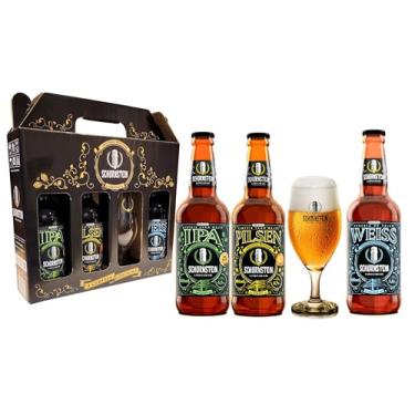 Imagem de Kit de Cerveja Artesanal para Presente - Schornstein 3 Garrafas 500 ml + Taça 350 ml