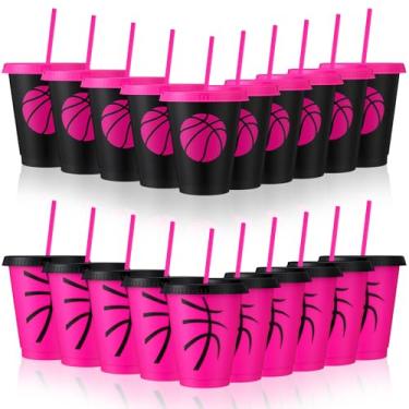 Imagem de Domensi 20 peças de copos de lembrancinha de festa a granel de 473 ml copo de plástico reutilizável com tampa e canudo para treinador de equipe, amigo, fã, homens, mulheres, presentes, lembrancinhas