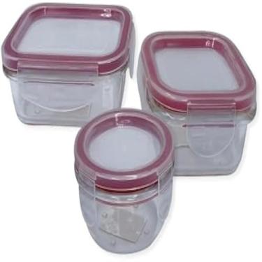 Imagem de Potes quadrados de vidro com tampa hermetica, para guardar alimentos,eficientes.