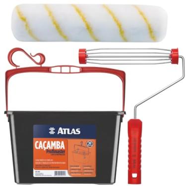 Imagem de Bandeja Caçamba Balde Para Pintura 10L Plástica Com Alça + Suporte Garfo + Rolo de Pintura 23cm Poliamida