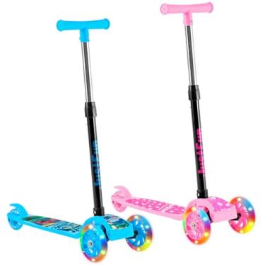 Imagem de PATINETE INFANTIL 3 RODAS COM LED DOBRÁVEL PARA CRIANÇAS AJUSTÁVEL E SEGURO | THAINA STORE (ROSA)